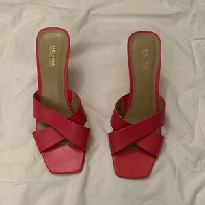 Michael Kors Women's Pink Cross Strap Heels